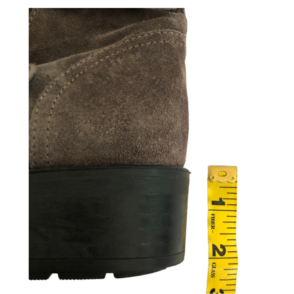 Aguatalia Moto Chunky Bootie Buckle Suede Grey/Taupe Lug Sole Zip-Up NWOT 8.5 - Picture 11 of 12